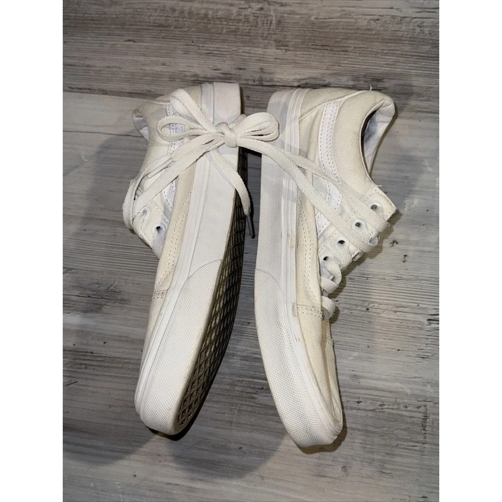 Vans Shoes Womens 7.5 Mens 6 Old Skool Sneakers White Canvas Lace Up‎ Low 508731